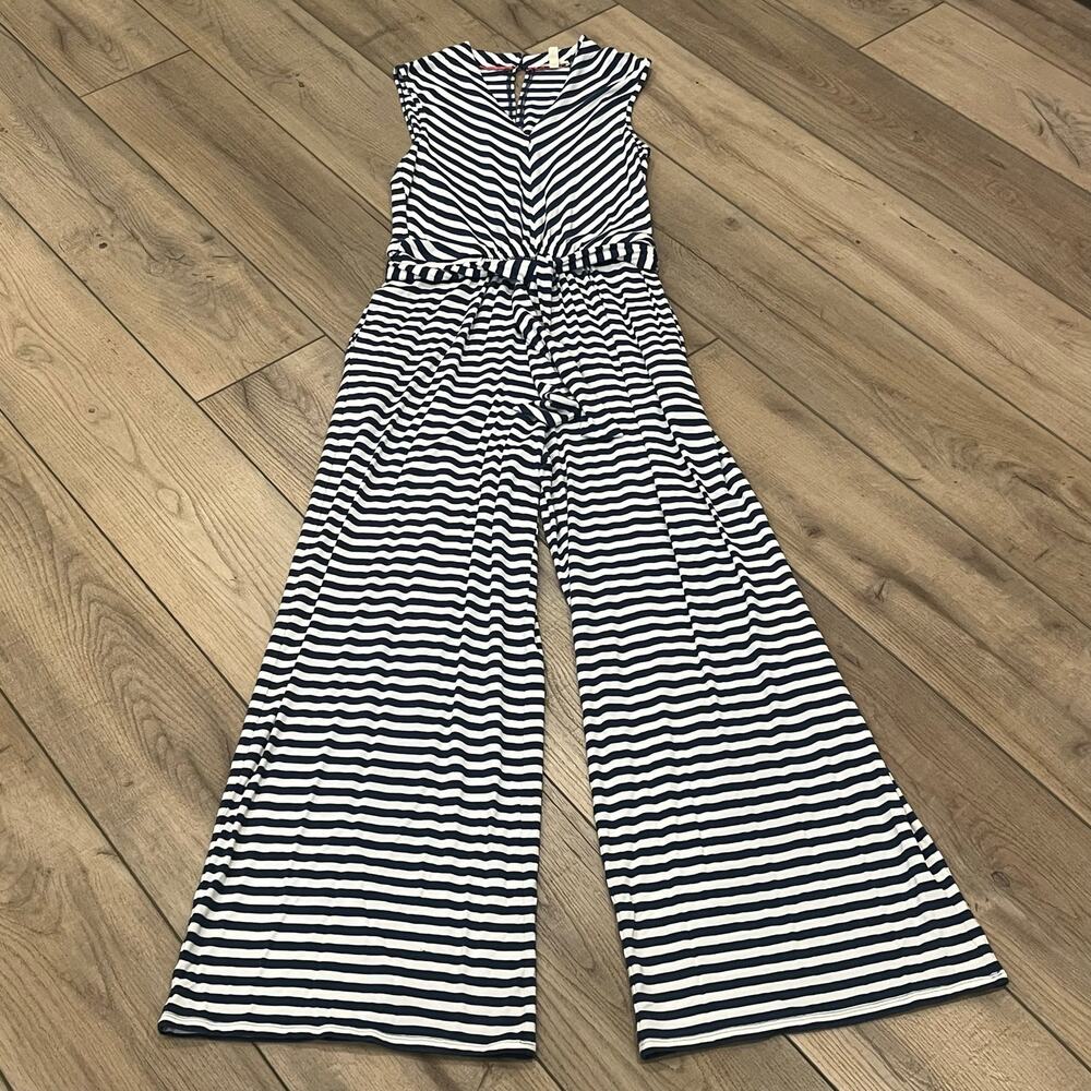 M Matilda Jane Joanna Gaines In Town Navy Stripe Jumpsuit Sleeveless Wide Leg